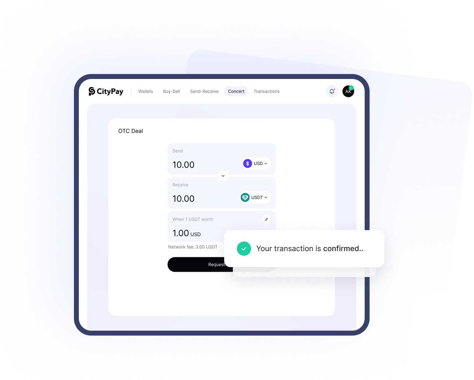 CityPay-ის OTC გარიგების ინტერფეისი